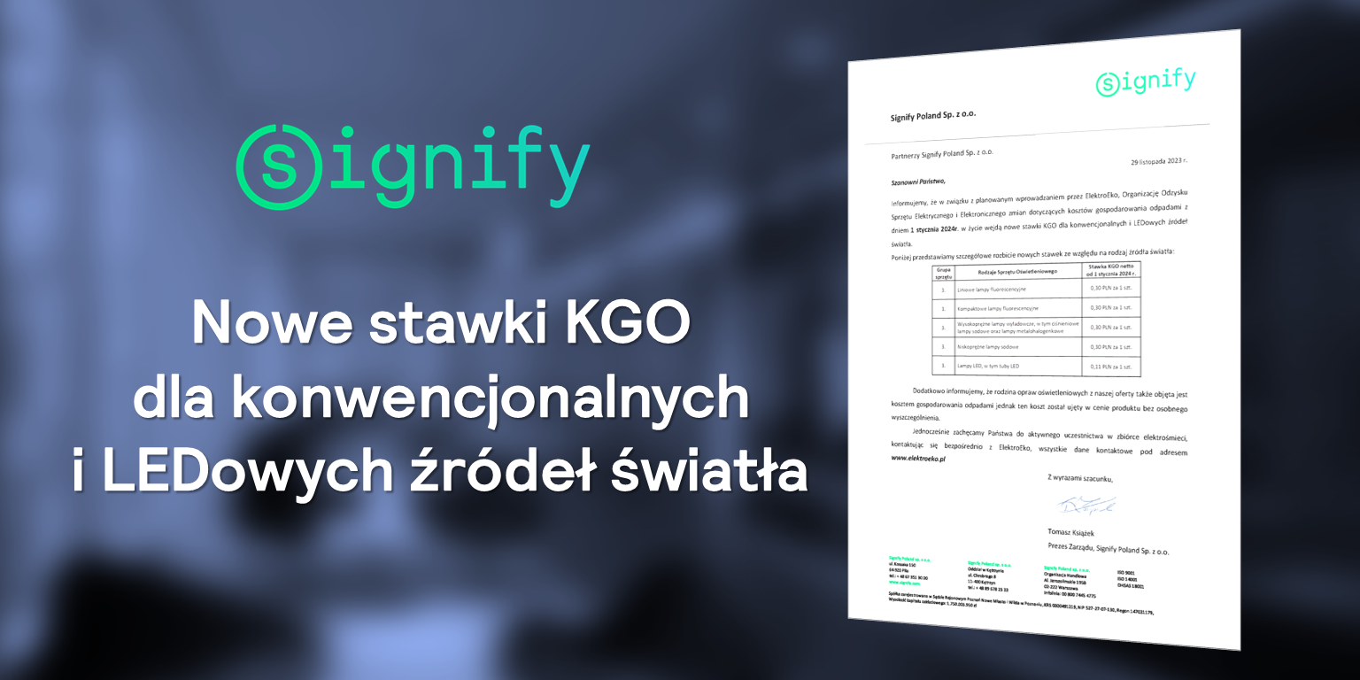 Nowe stawki KGO dla konwencjonalnych i LEDowych źródeł światła