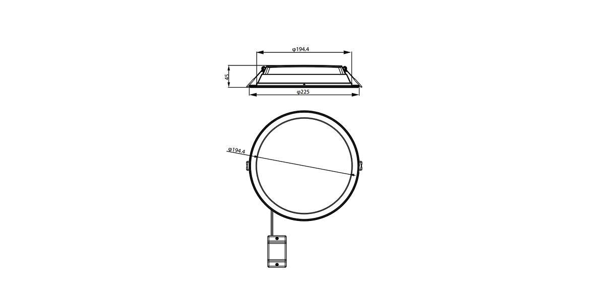 Diagram z rozmiarem produktu