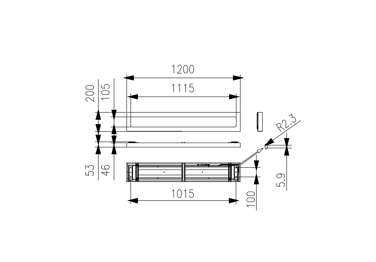 Diagram z rozmiarem produktu